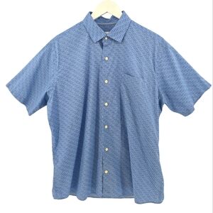 Peter Millar Men's Watch Shirt Large Short Sleeve Button Front Novelty Print